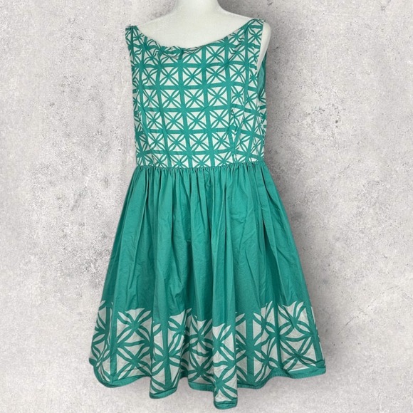 The Oblong Box Shop Retro Kiki Breeze Block Dress‎ Teal Womens Sz XXL Mod Preppy - Picture 13 of 16